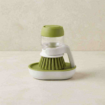 Cepillo de cocina para platos con dispensador de jabón integrado