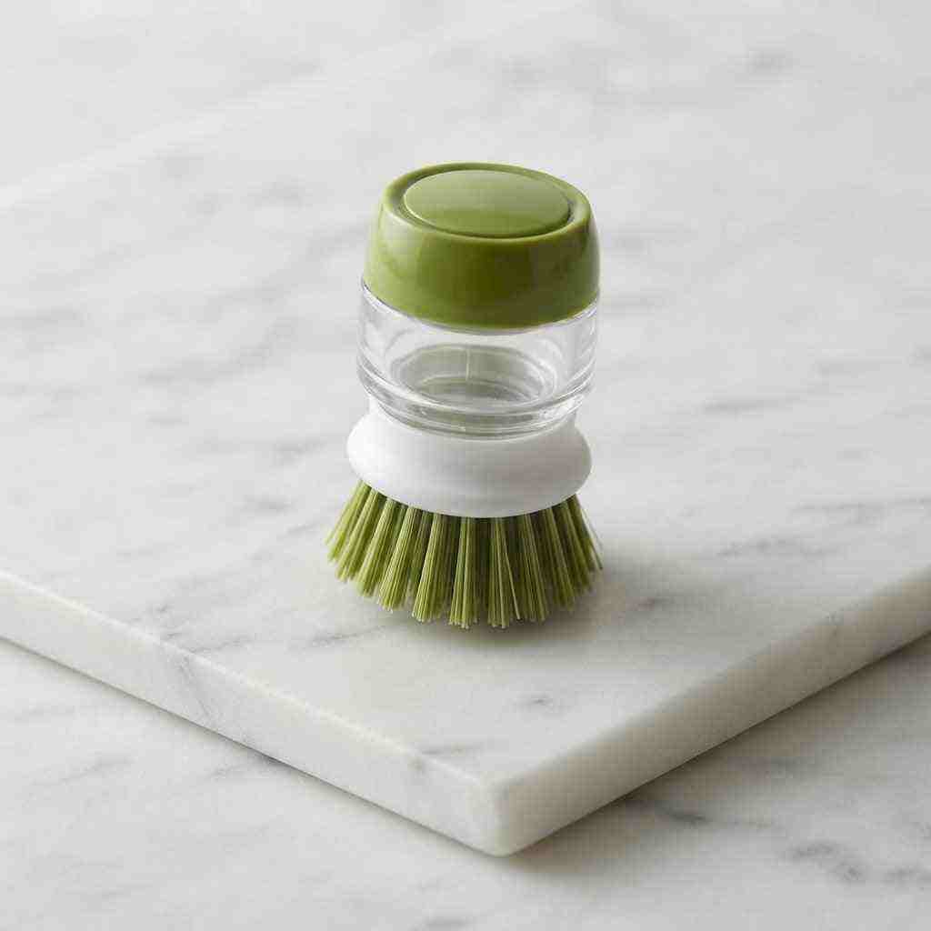 Cepillo de cocina para platos con dispensador de jabón integrado