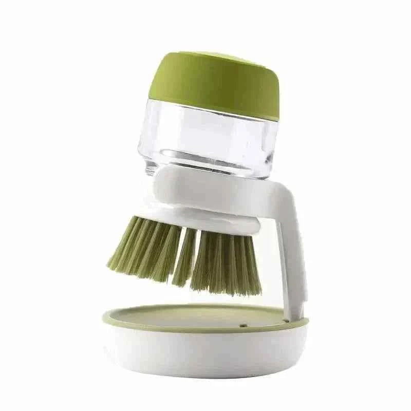 Cepillo de cocina para platos con dispensador de jabón integrado para limpieza eficiente