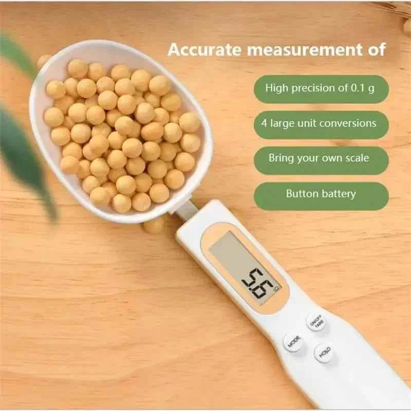 Cuchara medidora digital de precisión con pantalla LCD y cuerpo de acero inoxidable